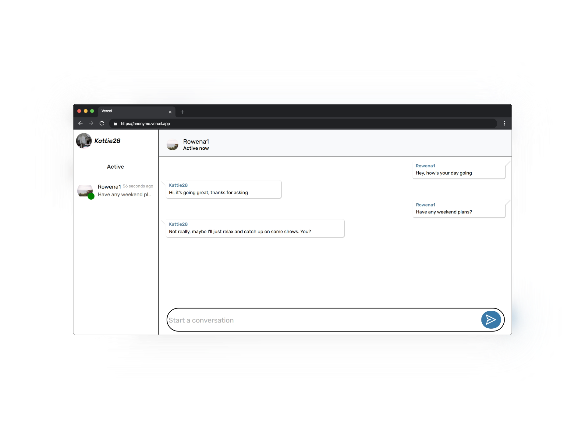Anonymous chat web application | Anonymo